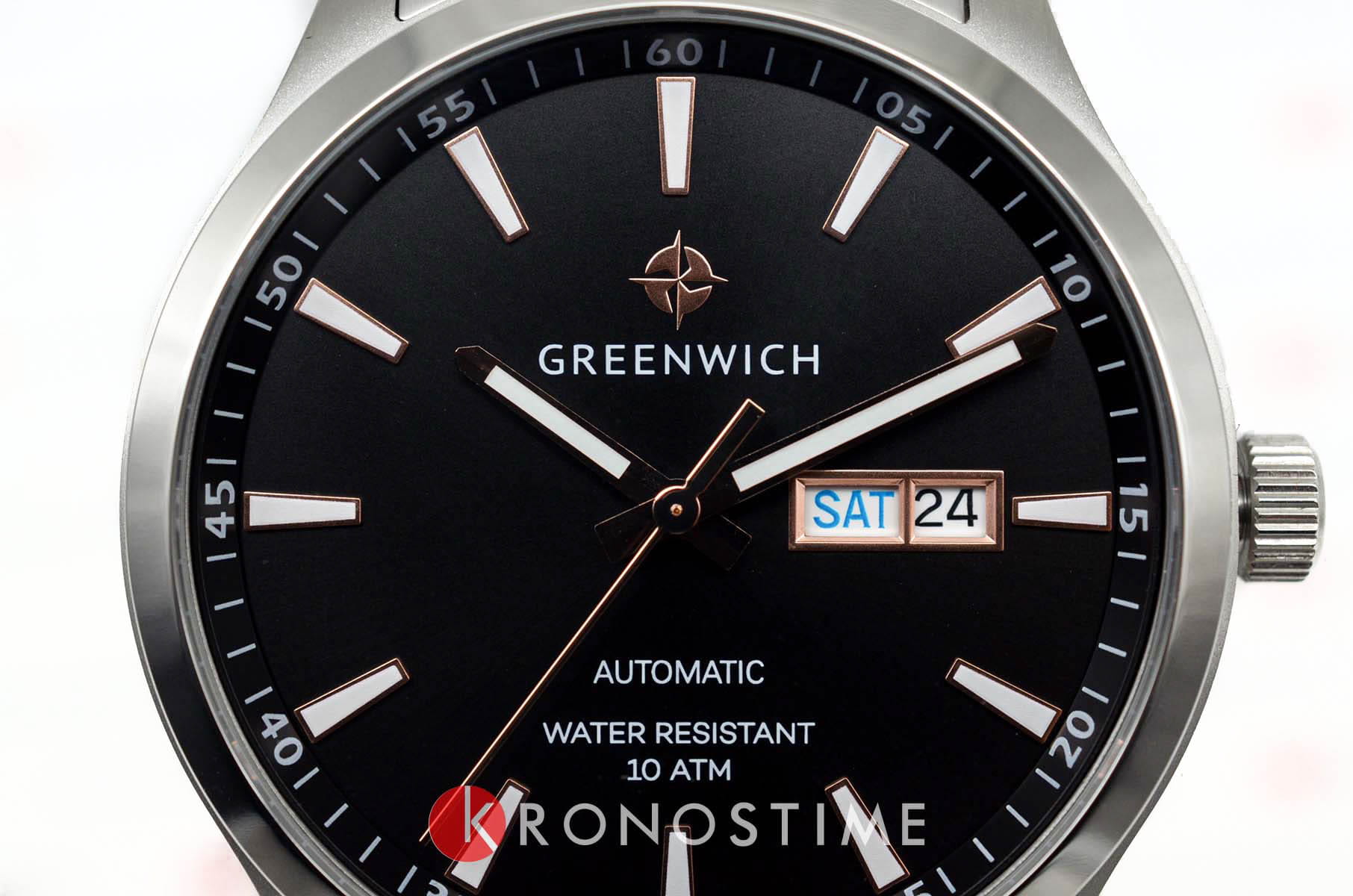 Greenwich Greenwich Good Luck GW 054.10.30 механические мужские часы часы крупный план черный циферблата